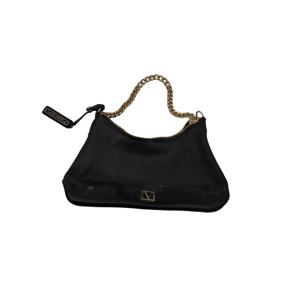 Victorias Secret Bond Street London Black Pebbled Gold Chain Shoulder Bag O2